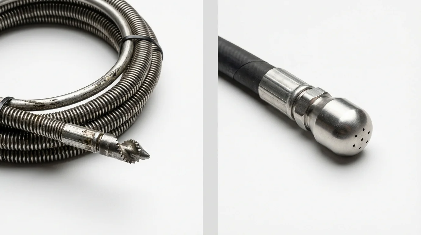 Drain snake cable and hydro jetting nozzle used for drain cleaning in Waimanalo, HI
