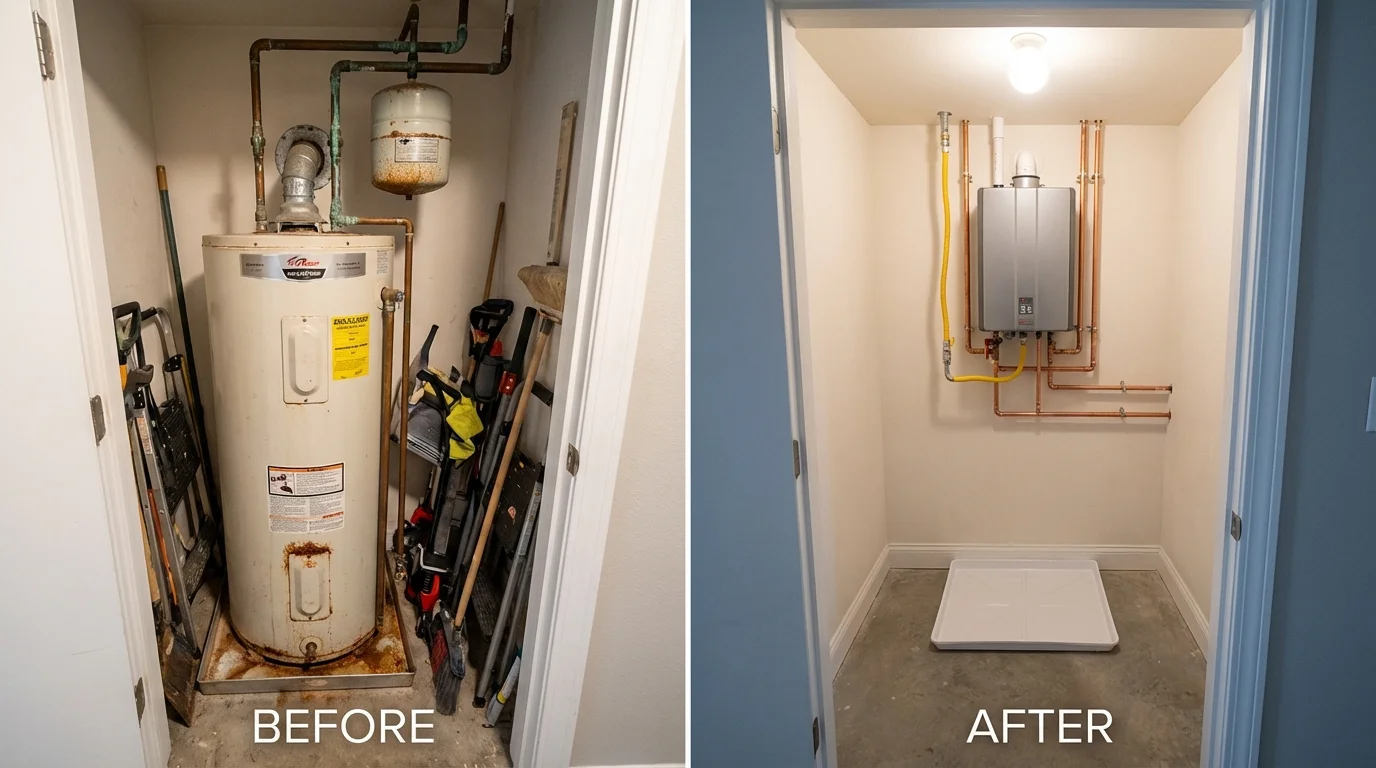 Tank water heater versus wall-mounted tankless unit comparison for Waimanalo, HI homeowners