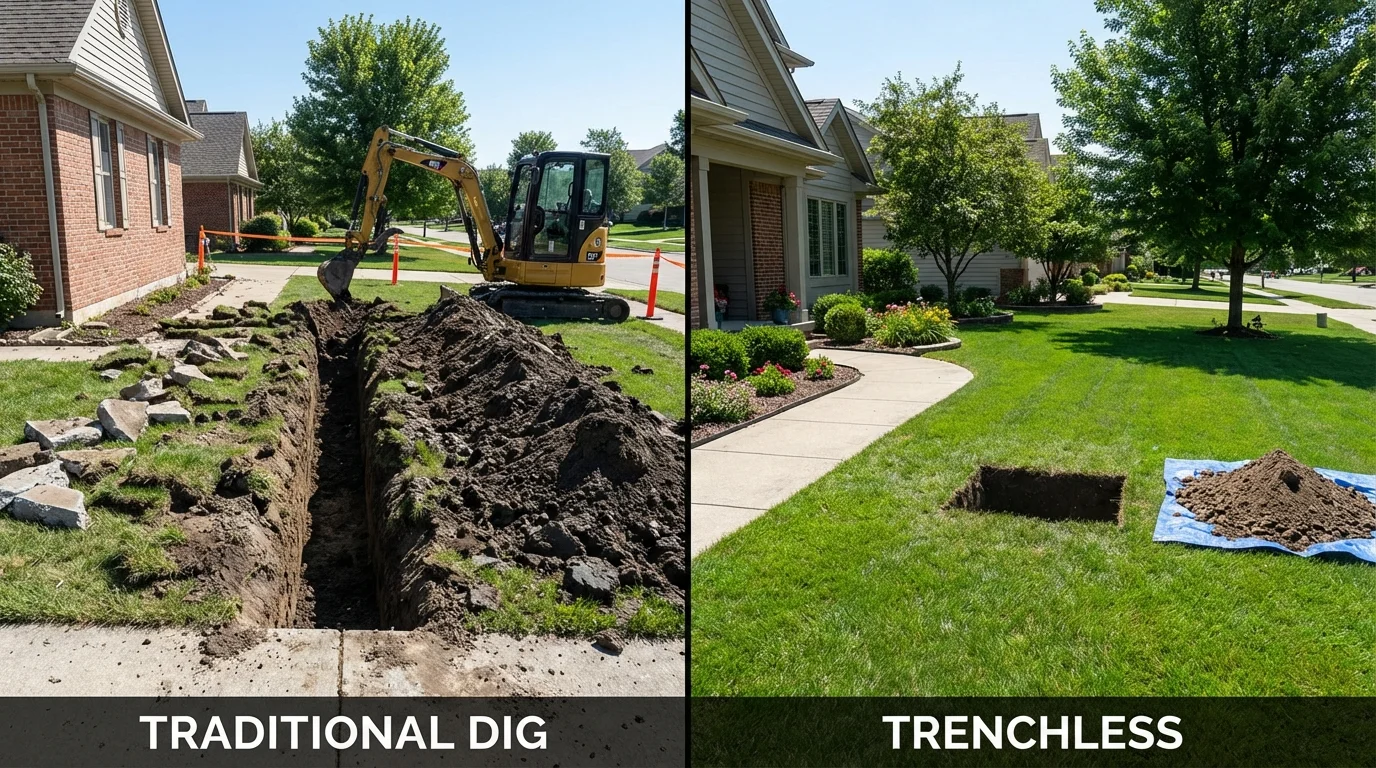 Trenchless sewer repair with minimal yard damage versus traditional excavation in Waimanalo, HI